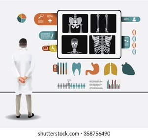 Doctor checking the X ray results, medical infographic