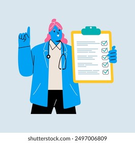 Doctor with a Checklist. Colored flat vector illustration
