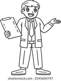 Doctor with a Checklist Isolated Coloring Page 