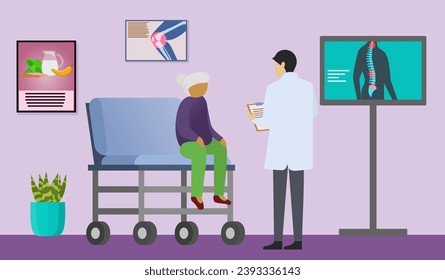 doctor checks the health of an elderly patient suffering from arthritis, Rheumatoid arthritis, rheumatologist medical