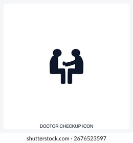 Doctor Checkup Icon solides Vektorsymbol mit einem fetten, minimalen Design. Geeignet für Präsentationen, Websites, Apps, Infografiken und verschiedene digitale oder gedruckte Projekte.