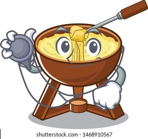 Doctor cheese fondue isolated in the character