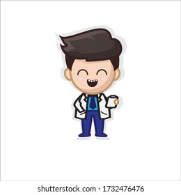 Doctor chibi character fight covid17 corona virus 