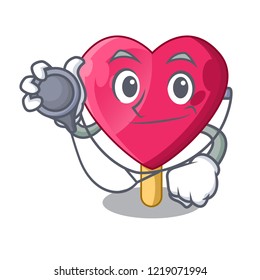 Doctor chocolate heart on ice cream cartoon