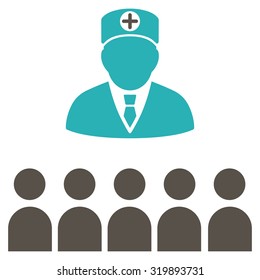 Doctor Class vector icon. Style is bicolor flat symbol, grey and cyan colors, rounded angles, white background.