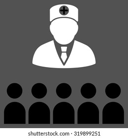 Doctor Class vector icon. Style is bicolor flat symbol, black and white colors, rounded angles, gray background.
