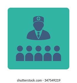 Doctor Class vector icon. Style is flat rounded square button, cobalt and cyan colors, white background.