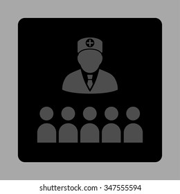 Doctor Class vector icon. Style is flat rounded square button, gray and black colors, silver background.