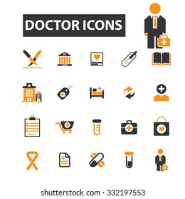 doctor, clinic, medicine icon & sign concept vector set for infographics, website