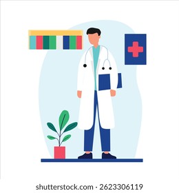 Doctor with a clipboard suitable for medical professionals, healthcare industry websites, hospital brochures, health magazines, medical presentations, and online health blogs.