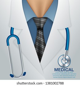 Doctor close up. Medical background. Vector illustration