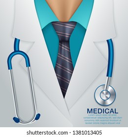 Doctor close up. Medical background. Vector illustration