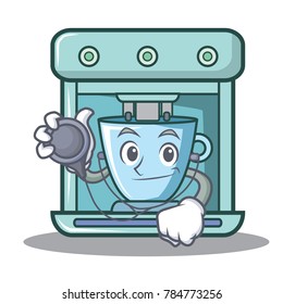 Doctor coffee maker character cartoon