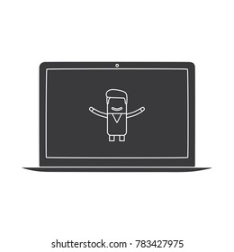 Doctor in a computer, vector illustration design. Health care characters collection.
