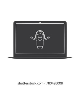Doctor in a computer, vector illustration design. Health care characters collection.