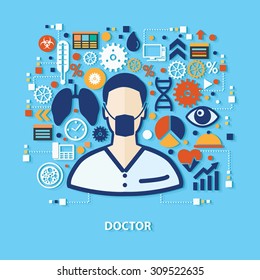 Doctor concept design on blue background,clean vector