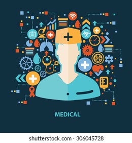 Doctor concept design on dark background,clean vector