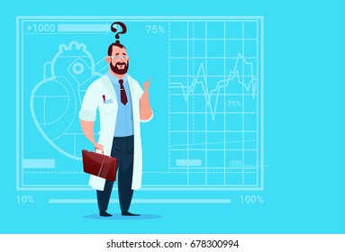 Doctor Confused Thinking Medical Clinics Worker Hospital Flat Vector Illustration - Powered by Shutterstock - Get 15% off with code: PIKWIZARD15