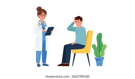 Consulta Médica Um Paciente Interessado Conselho Médico Exame Profissional De Saúde Diagnóstico Tratamento