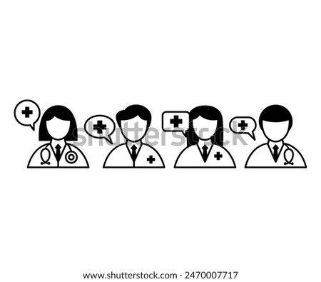 doctor consultation icon symbol vector design simple flat illustration black white colors collections sets