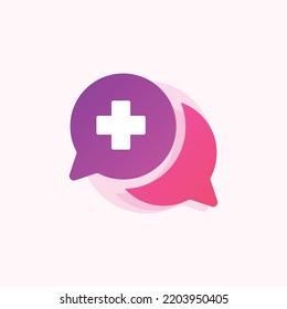 Icono de consulta médica con gradiente transparente morado y rosa. Este icono es muy adecuado para su uso en sitios web o smartphones.