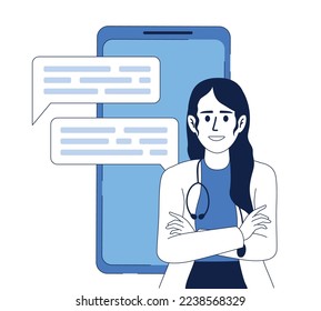 Doctor consultation online flat concept vector illustration. Telehealth service. Editable 2D cartoon character on white for web design. Telemedicine creative idea for website, mobile, presentation