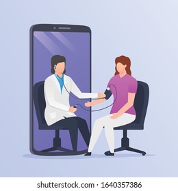 doctor consultation with sthethoscope and online check medical record with smartphone app