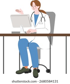 Doctor consulting patient on computer