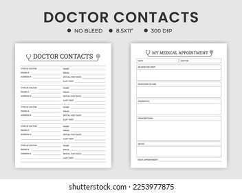 Doctor contacts logbook tracker template