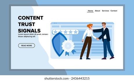 doctor content trust signals vector. yes partner, marketing competitor, ok patient doctor content trust signals web flat cartoon illustration