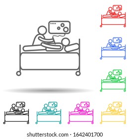 Arzt kontrolliert mehrfarbiges Symbol. Einfache dünne Linie, Vektorillustration von Krankenhaus-Symbolen für i und ux, Website oder mobile Anwendungen