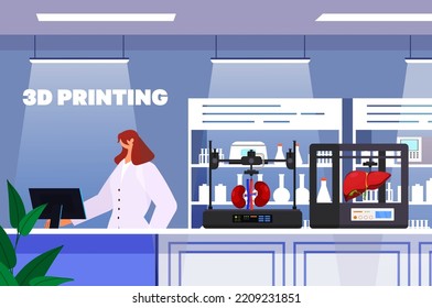 doctor controlling human transplantation organ models prints on 3d bio printer medical printing biological engineering