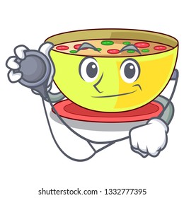 Doctor corn chowder in a cartoon bowl