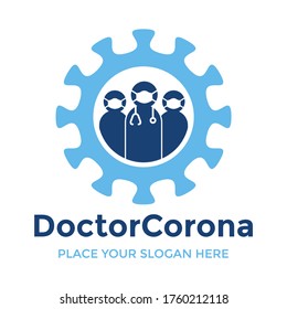 Doctor corona vector logo template. This design use nurse and covid symbol. Suitable for medical business.