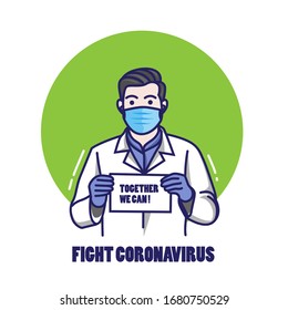 Doctor of corona virus say to you to stay at home, self isolation fight corona virus vector design illustration