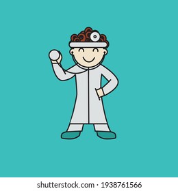 Doctor Curly boy with white garment