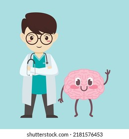 Doctor And Cute Human Organs Illustration