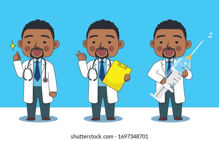 Doctor D with 3 poses give information Set B (with line stroke)