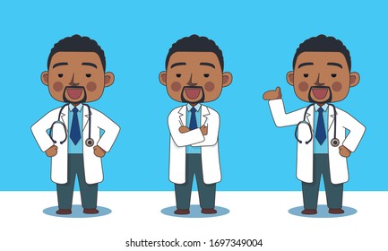 Doctor D with 3 poses give information Set A (with line stroke)