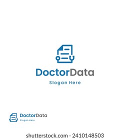 Design des Doctor-Data-Logos, Stethoskop kombiniert mit Logo-Konzept für Papierarbeit