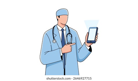 Doctor Demonstrates Modern Healthcare Technology Using Digital Tablet and Stethoscope for Patient Consultation