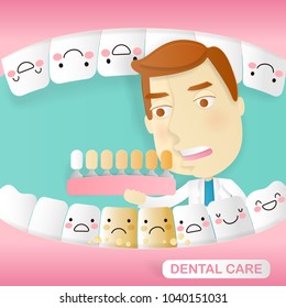 doctor with dental care on the green background