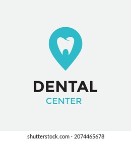 doctor dentist dental with point map center symbol logo design