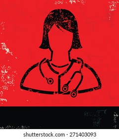 Doctor design on grunge background, red version