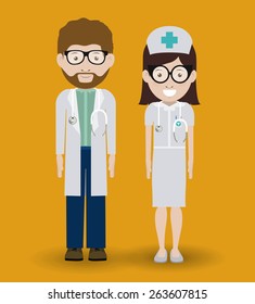 Doctor design over orange background, vector illustration