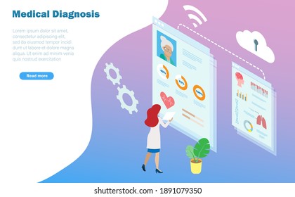 Doctor Diagnosis Of Elderly Patient Using Isometric Medical Records From Online Data Computing. Idea For Research And Development In Medical And Healthcare Concept. 