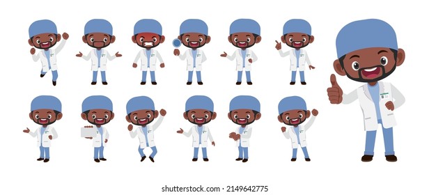 Doctor with different poses. vector-
