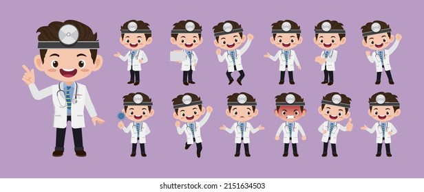 Doctor with different poses. vector-
