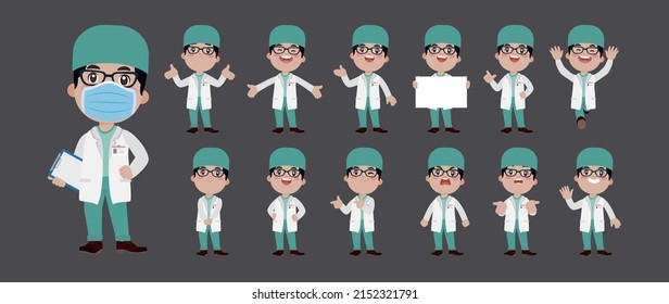 Doctor with different poses. vector-
