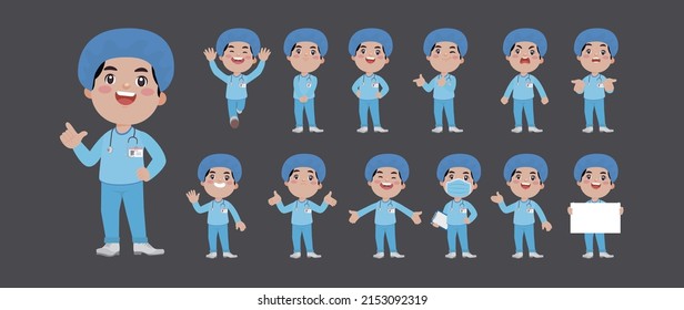 Doctor with different poses. vector-
